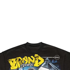 <b>Men's</b> Black Oversized T-Shirt With Graphic Print Street Style O-Neck Short Sleeve Cotton Jersey Fit - Product Image 2
