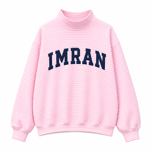 เสื้อสเวตเชิ้ตคอเต่าลายทางสำหรับผู้หญิง ทรงโอเวอร์ไซส์ รับผลิตแบบ OEM ODM แบรนด์ส่วนตัว - Product Image 2