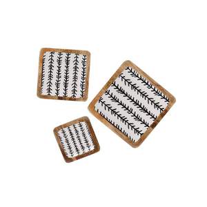 Classic Wooden Enamel Print Food <b>Breakfast</b> Serving Storage Tray MDF Tray Rustic Wood Platter Home Table Decoration Accessories - Product Image 3