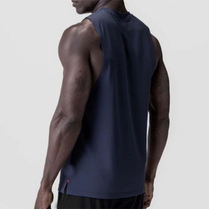 Camiseta sin mangas de punto para hombre, color azul marino, cuello redondo, estilo casual, transpirable, de poliéster - Product Image 2