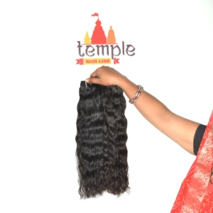 Extensions Lace Front en Cheveux Naturels Indiens Remy Bruts, Doux, Noirs, Ondulés, Coupe Droite, Cheveux de Temple, Double Trame Faite à la Machine, 100g - Product Image 1