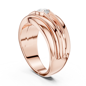 Bague large pour homme en or jaune avec diamant de laboratoire – Bague de mariage solitaire contemporaine pour marié, bijoux en diamant - Product Image 5