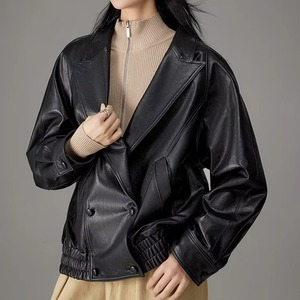 3254 Dernier design, veste en cuir de moto ample et stylée pour femme, en cuir d'agneau de haute qualité avec revers - Product Image 1