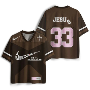 Camiseta de Fútbol Cristiano Jesús 33, Camiseta Deportiva con Diseño Religioso, Logotipo Personalizado, Camiseta de Malla Oversize, Ropa Urbana Religiosa, Venta al Por Mayor OEM - Product Image 1