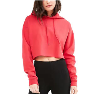 Cómodo algodón francés Terry Pullover Hoodie Crop Top sudadera para mujer - Product Image 1