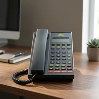 Téléphone de bureau en plastique noir portable pour hôtels