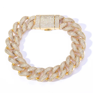 Bracelet cubain en moissanite avec logo personnalisé, style hip-hop, plaqué or 18 carats, disponible au meilleur prix, directement de l'usine. - Product Image 2