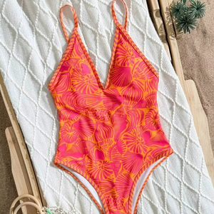 Maillot de bain une pièce en coton de haute qualité pour femme, couleur unie, avec décoration en cristal, coupe haute, service OEM personnalisable - Product Image 1