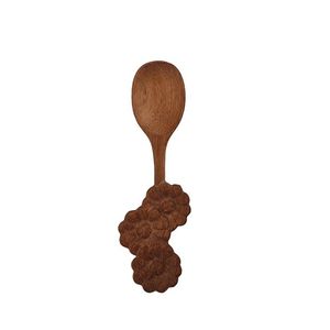Cuillère de service en bois BLUE LOTUS FARM avec motif de raisin, vaisselle rustique, écologique, faite à la main, passe au lave-vaisselle, pour un usage quotidien - Product Image 1