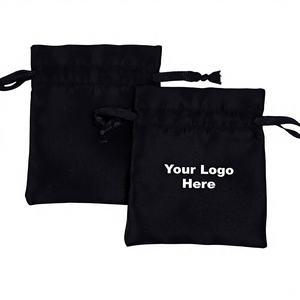 Wholesale Black Satin Lightweight Customized Size Jewelry Container Luxury Soft <b>Drawstring</b> <b>Pouches</b> for Jewelry Packaging Jewelry - Product Image 1