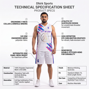 Vente en gros de maillots de basket-ball personnalisés imprimés par sublimation XS, ensemble de maillots de sport pour hommes, micro-mesh respirant sans manches - Product Image 5
