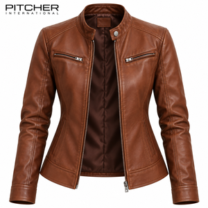 <b>Womens</b> Leather <b>Jacket</b> Supplier <b>for</b> US Fall Retail Chocolate Brown Leather <b>Jacket</b> <b>Women</b> OEM Bulk Wholesale - Product Image 5