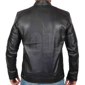 Fall Winter Men's Genuine Leather Jacket with Stand Collar and Front Logo Cow Skin Leather Best Quality - Product Image 6