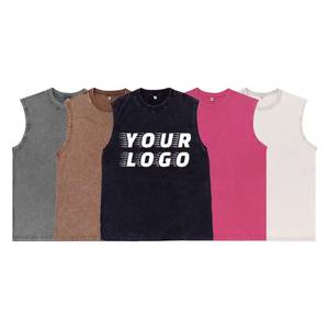 Débardeur en tricot pour homme, style vintage, délavé à l'acide, écologique, col rond sans manches, pour la gym et le streetwear décontracté - Product Image 2