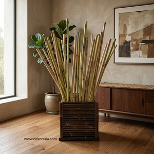 Caja de bambú para almacenamiento, postes de bambú naturales y cañas de lavado, decoración del hogar - Product Image 4