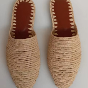 Sandalias de rafia natural, zapatos de rafia para mujer, mules de rafia hechos a mano, sandalias de verano, rafia marroquí - Product Image 1