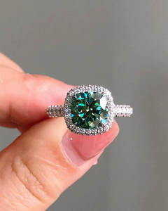 <b>925</b> Sterling <b>Silver</b> Original Green Moissanite Gemstone Handmade designer Fine <b>Ring</b> Customized <b>Silver</b> Rhodium Plated - Product Image 4