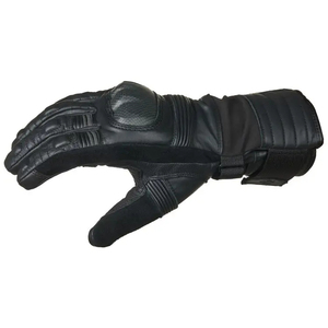 Gants de moto unisexes haut de gamme en cuir noir avec grip antidérapant et sangle de poignet réglable pour la conduite en toutes saisons - Product Image 3