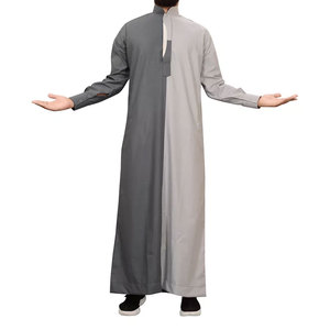 <b>Men's</b> High Quality Traditional Muslim <b>Thobe</b> Jubbah Custom Logo Beaded Embroidered Saudi Wear Newest Simple Style - Product Image 5