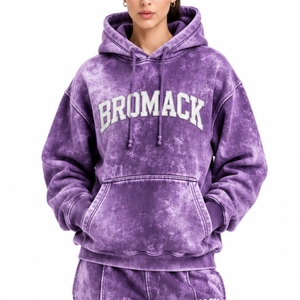 Ensemble de survêtement streetwear pour homme, deux pièces, couleur unie, coupe décontractée, finition délavée, comprenant un sweat à capuche et un pantalon large assorti, 100% coton - Product Image 4