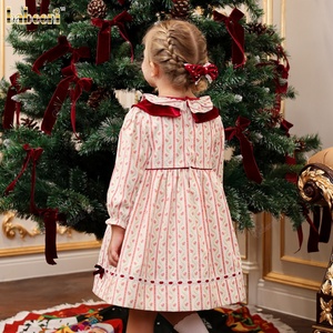 Vestido de fiesta para niñas con doble cuello de volantes y pretina de terciopelo ODM OEM al por mayor vestido fruncido para Niña-DR4290 - Product Image 4