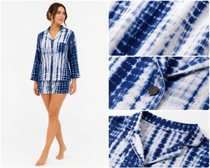 <b>Tie</b> <b>Dye</b> Night Suit for Women - Casual Long Sleeve Pajama <b>Set</b> with Shorts, Breathable Cotton Summer Loungewear Sleepwear <b>Set</b> - Product Image 6