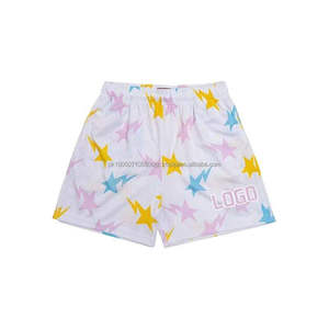 Short de basket-ball pour hommes avec logo personnalisé véritable tissu à mailles épaisses à double couche Style décontracté extensible caractéristique maille imprimée par sublimation - Product Image 3