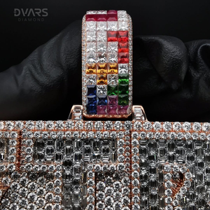 จี้เพชรโมอิสซาไนต์ VVS หรูหรา ชุบทอง พร้อมใบรับรอง สำหรับผู้ชาย สไตล์ฮิปฮอป ตัวอักษรแบบปักเต็มตัว  เงินแท้ 925 - Product Image 4