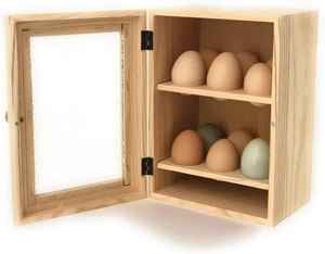 Gabinete de Almacenamiento de Huevos de Madera con Doble Estante, Caja Organizadora de Huevos para Cocina, Estilo Rústico, Gran Capacidad - Product Image 2