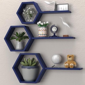 Estantes de Pared Hexagonales Hechos a Mano de Madera de Acacia, Estilo Moderno de Mediados de Siglo, Geométricos, Apilables, Venta al por Mayor, Moradabad Aqudus Saleem - Product Image 2
