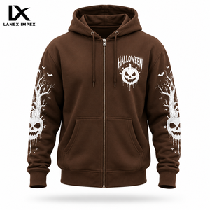 Halloween Graphic Full <b>Zip</b> Hoodie for Men Women Premium <b>Hooded</b> Sweatshirt Jacket with Horror Theme Ghost Skull Pumpkin Design - Product Image 2