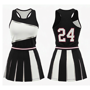 Uniforme de cheerleader personnalisé pour femmes et filles, ensemble deux pièces (haut et jupe) avec logo imprimé numériquement, uniformes de cheerleading pour filles adultes - Product Image 4