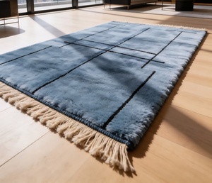 Tapis en laine 100% marocain authentique, fait main, noué à la main, rembourré, résistant aux taches, style moderne, design Kilim, pour la maison, le salon - Product Image 1