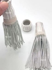 French Style <b>Silver</b> Metallic Tassels Pair Decorative <b>Wire</b> Fringe for Ceremonial Style Accessories - Product Image 6