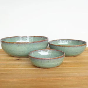 ชุดชามเซรามิกคลาสสิก 3 ใบ เคลือบสีซอฟท์เมโดว์ ดีไซน์ประหยัดพื้นที่ ใช้งานได้หลากหลาย ทนทาน ปลอดภัยสำหรับอาหาร เหมาะสำหรับครัวสมัยใหม่ - Product Image 2