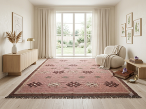 Alfombra Kilim Geométrica Hecha a Mano, Rectangular, de Lana Ecológica, Tufted a Mano, para Sala de Estar, Limpieza Localizada, Pelo Medio, Base de Látex - Product Image 2