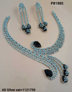 Conjunto de joyería nupcial de diamante americano clásico, collar y pendientes de dos piezas para boda, estilo clásico de moda - Product Image 2