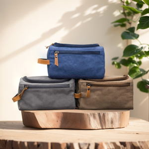 Sac de toilette en toile et cuir, organiseur de voyage imperméable, trousse de rangement cosmétique, sac de voyage pour homme LCTB-0035 - Product Image 3