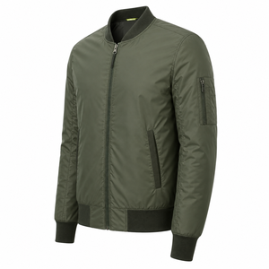 Blouson Bomber Automne Manches Longues Fermeture Éclair Col Montant Polyester Tissé Imperméable Coupe-Vent Séchage Rapide Léger Soie - Product Image 2