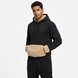 Conjunto Deportivo de Sudadera con Capucha y Pantalones de Chándal para Hombre, Forro Polar Negro, Ropa Casual de Invierno, Manga Larga, Color Sólido, Pantalones con Cordón - Product Image 4