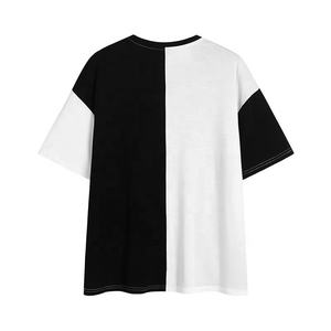 เสื้อยืดผู้ชายคอโอ แขนสั้น ผ้าถัก 100% คอตตอน ระบายอากาศดี สไตล์ลำลอง ออกกำลังกาย สตรีทแวร์ ลายตัดต่อสองสี - Product Image 2