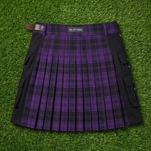 Kilt utilitaire écossais pour homme, violet et noir, à carreaux, avec poches cargo, sangles à boucle réglables, style écossais, vêtements de travail, kilt personnalisé - Product Image 6