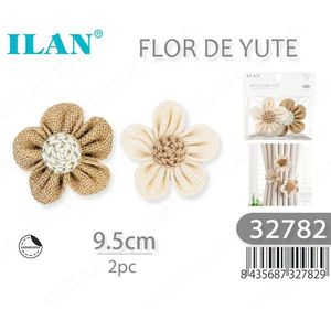 Fiore di Iuta Ilan 9,5cm 2 Pezzi Decorazione Artigianale - Product Image 1