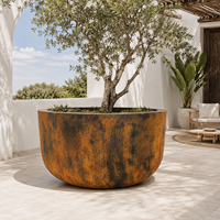 Nouvel ensemble de pots de jardin en fibre de verre, design personnalisé, écologiques, légers et durables, style rustique, fabriqués au Vietnam