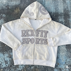 เสื้อมีฮู้ดสไตล์วินเทจสำหรับผู้ชายเสื้อแนวสตรีทผ้าคอตตอนหนาแบบเย็บปักลาย - Product Image 5