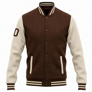 Brown <b>for</b> Bomber <b>Jacket</b> Custom Letterman <b>Jacket</b> Wool Body Cotton Sleeves Waterproof Quick Dry Hooded Square Collar Vintage - Product Image 1