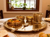 Ensemble de 6 assiettes à dîner en laiton pur de haute qualité de 12 pouces avec un design gravé, idéal pour les mariages et la maison |   Service de table en laiton de luxe