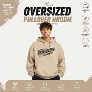 Sweat à capuche imprimé oversize pour homme en molleton de coton, 350 GSM, en tissu éponge français, coupe épaules tombantes, pour l'hiver - Product Image 1