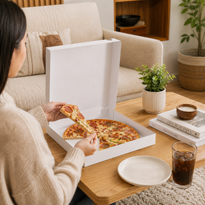 Meilleures ventes au Vietnam, boîte à pizza en papier pliable et recyclable, boîte à pizza blanche, boîte d'emballage à emporter personnalisée, écologique - Product Image 4