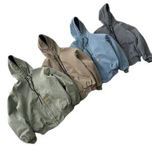 Veste en jean multi-poches délavée pour homme, style streetwear tendance, coupe ample et couleur unie, chemise en jean délavé - Product Image 1